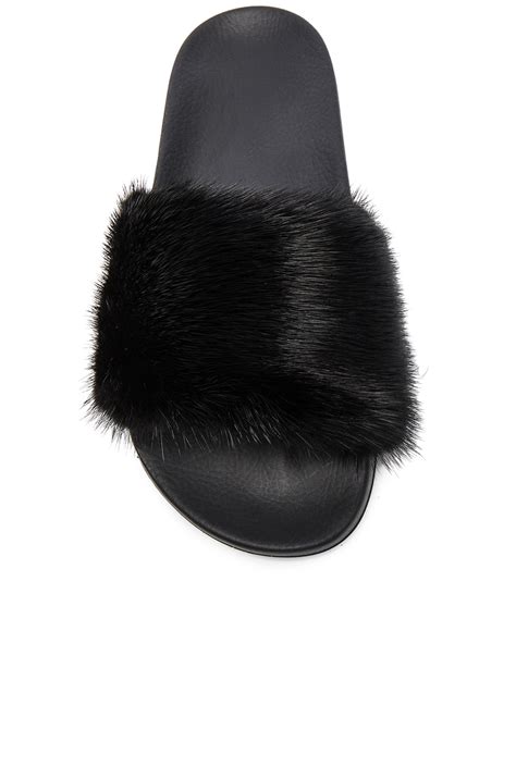 givenchy black mink fur slides|Givenchy sandals size 35.